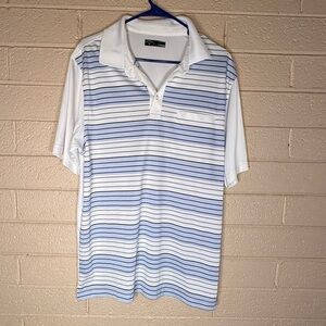 Callaway White and Blue Polo Shirt with Stripes